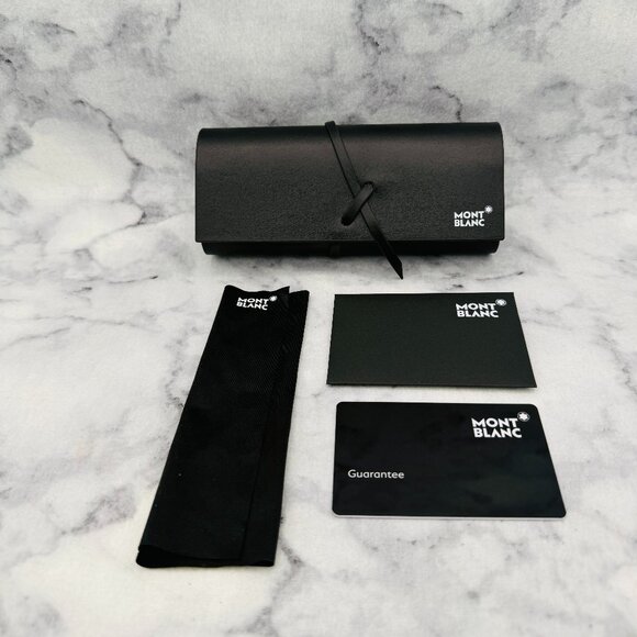 Montblanc Sunglasses Eyeglasses Case Set, Black Faux Leather,Cleaning Cloth,Card - Picture 1 of 8